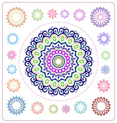 set of colorful mandala illustration in vector format for various use