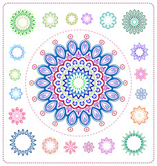 Fototapeta na wymiar set of colorful mandala illustration in vector format for various use