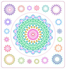 set of colorful mandala illustration in vector format for various use