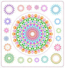 set of colorful mandala illustration in vector format for various use