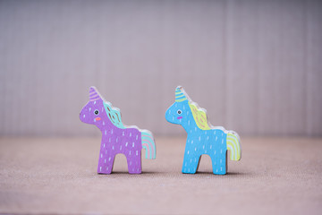 Wooden colorful unicorn horses