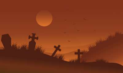 Fototapeta na wymiar Brown bakcgrounds graveyards Halloween silhouette