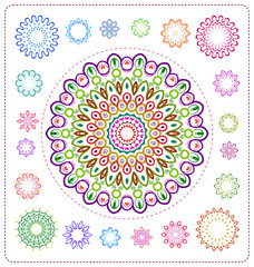 set of colorful mandala illustration in vector format for various use