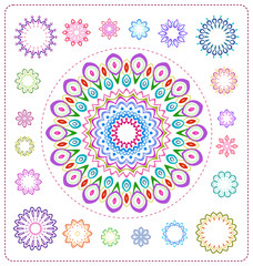 set of colorful mandala illustration in vector format for various use