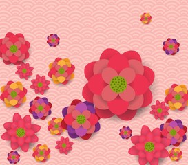 Oriental Happy Chinese New Year Blooming Flowers Design
