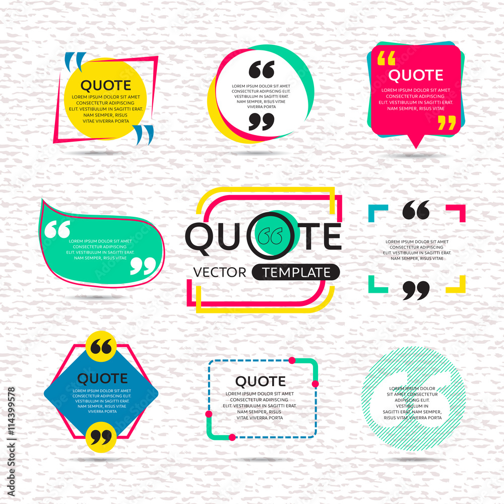Fototapete vector set of creative quote text template with colorful background