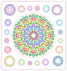 Fototapeta na wymiar set of colorful mandala illustration in vector format for various use