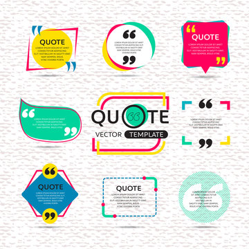 vector set of Creative quote text template with colorful background