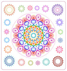 set of colorful mandala illustration in vector format for various use