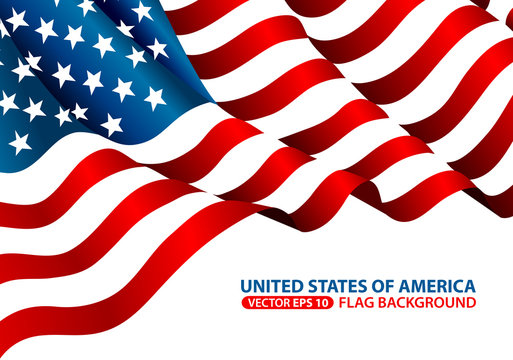 USA flag on white background vector illustration.