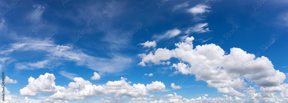 Wall mural blue sky with cloud panorama panoramic for background or backgro
