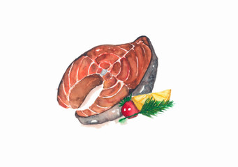Salmon Steak Watercolor