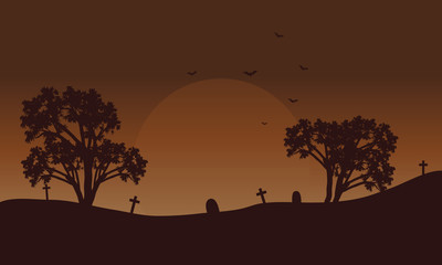 Fototapeta na wymiar Brow backgrounds Halloween tomb and bat