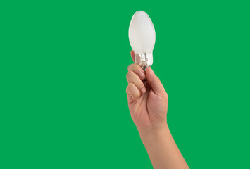 isolated hand holding led lamp