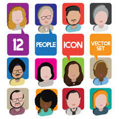 Diversity Interracial Community People Flat Design Icons Concept