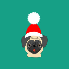Pug in hat illustration