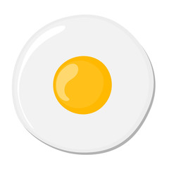 Isolated fried egg on white background. Protein nutrition breakfast. Fast meal. White and yolk. Morning cooking.
