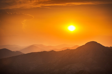 Beautiful sunset over the mountain