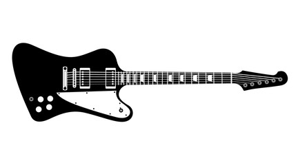 Black and white electric guitar on white background. Isolated stylish art. Modern grunge and rock style. Noir style.