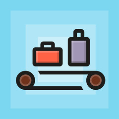 Vector flat check luggage for airport icon