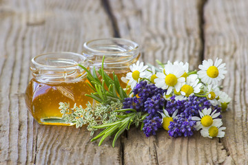 herbal honey with fresh herbs