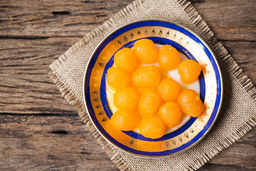 Thai dessert,Candy Golden Ball on sackcloth