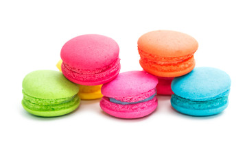 Fototapeta na wymiar Sweet and colorful french macaroons or macaron 