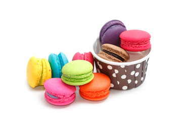 Sweet and colorful french macaroons or macaron 