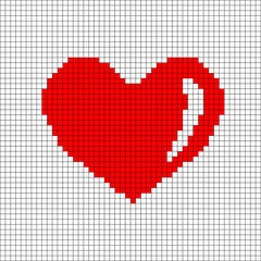 Obraz na płótnie Canvas Sign pixel heart in grid 7.06