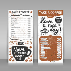 Coffee menu.