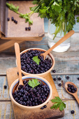 fresh bilberry in dish
