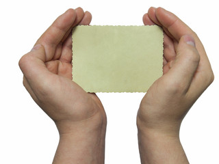 man holding a blank retro photo