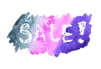 Watercolor word Sale on white background
