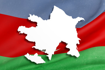 Silhouette of Azerbaijan map with flag