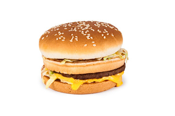 Burger full face with vegetables.
