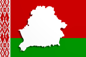 Silhouette of Belarus map with flag