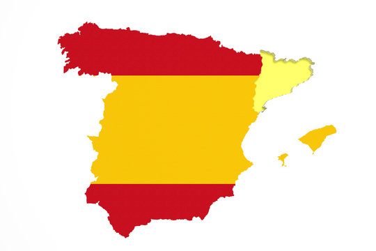 Map of Catalonia and Spain flag