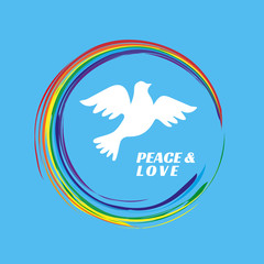 Flying dove. Freedom concept. Peace symbol. Peaceful dove. Liberty independence placard. Peace logo concept. Pacifist logo. Protest banner. Revolution emblem. Demonstration poster. Vector illustration