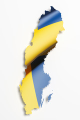 Silhouette of Sweden map with flag