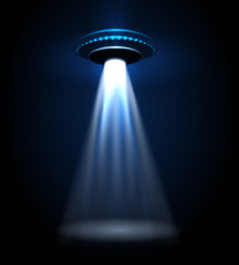 UFO alien flying with lights vector illustration © vectortatu