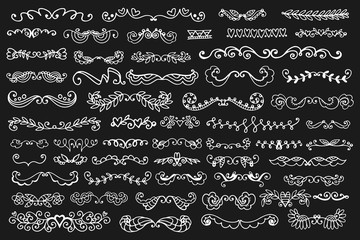 Hand drawn floral elements set