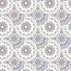 Seamless hand drawn mandala pattern. Vintage decorative elements. Islam, arabic, indian, turkish, ottoman motifs. For printing on fabric or paper. Vector illustration.