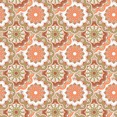 Seamless hand drawn mandala pattern. Vintage decorative elements. Islam, arabic, indian, turkish, ottoman motifs. For printing on fabric or paper. Vector illustration.