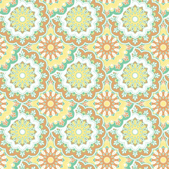 Seamless hand drawn mandala pattern. Vintage decorative elements. Islam, arabic, indian, turkish, ottoman motifs. For printing on fabric or paper. Vector illustration.