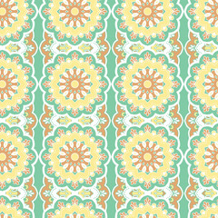 Seamless hand drawn mandala pattern. Vintage decorative elements. Islam, arabic, indian, turkish, ottoman motifs. For printing on fabric or paper. Vector illustration.