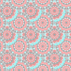 Seamless hand drawn mandala pattern. Vintage decorative elements. Islam, arabic, indian, turkish, ottoman motifs. For printing on fabric or paper. Vector illustration.