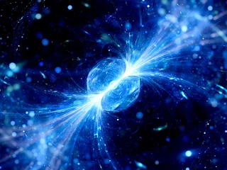 Foto op Aluminium Blauw gloeiende gammastraaluitbarsting in de ruimte © sakkmesterke