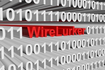 WireLurker in the form of binary code, 3D illustration