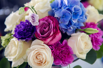 arrangement of different flowers