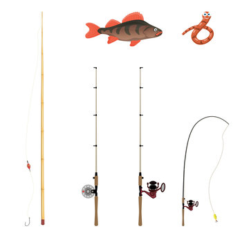 fishing rods on a white background
